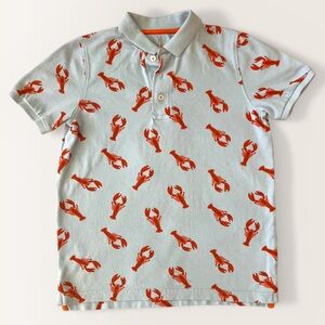 Boden Lobster Print Piqué Polo Shirt